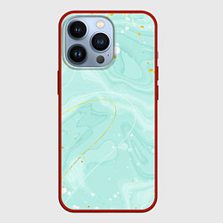 Чехол для iPhone 13 Pro Акварельный голубой фон, цвет: 3D-красный