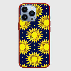 Чехол для iPhone 13 Pro Солнечный паттерн, цвет: 3D-красный