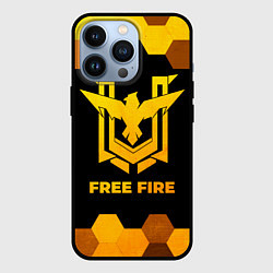 Чехол для iPhone 13 Pro Free Fire - gold gradient, цвет: 3D-черный