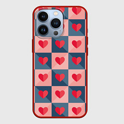 Чехол для iPhone 13 Pro Pettern hearts, цвет: 3D-красный