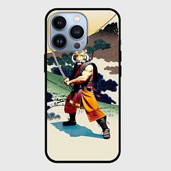 Чехол для iPhone 13 Pro Tiger samurai - Japan - neural network, цвет: 3D-черный