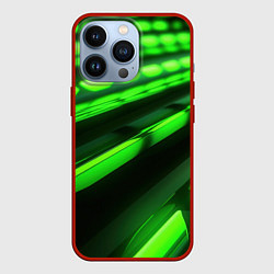 Чехол для iPhone 13 Pro Green neon abstract, цвет: 3D-красный