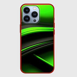 Чехол iPhone 13 Pro Black green textureпоп