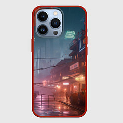 Чехол для iPhone 13 Pro Киберпанк город будущего, цвет: 3D-красный