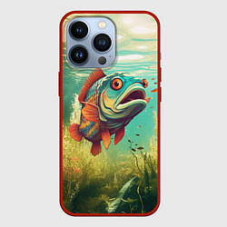 Чехол для iPhone 13 Pro Рыбка карп в воде, цвет: 3D-красный