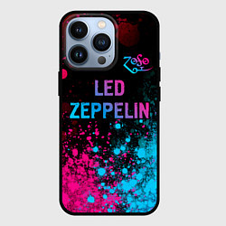 Чехол для iPhone 13 Pro Led Zeppelin - neon gradient: символ сверху, цвет: 3D-черный