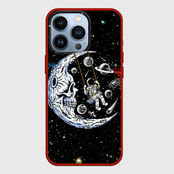 Чехол для iPhone 13 Pro Космические качели - череп, цвет: 3D-красный