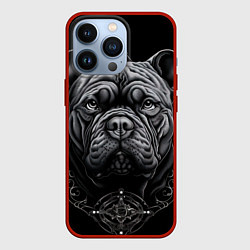Чехол для iPhone 13 Pro Морда бульдога стиль тату, цвет: 3D-красный