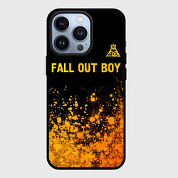 Чехол для iPhone 13 Pro Fall Out Boy - gold gradient: символ сверху, цвет: 3D-черный