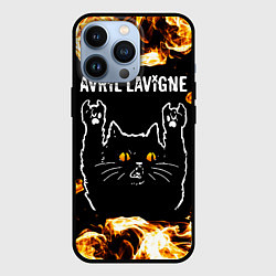 Чехол для iPhone 13 Pro Avril Lavigne рок кот и огонь, цвет: 3D-черный