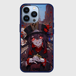 Чехол для iPhone 13 Pro Ху тао с призраками - Геншин, цвет: 3D-тёмно-синий