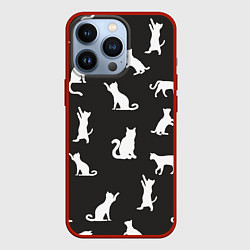 Чехол для iPhone 13 Pro White cats, цвет: 3D-красный