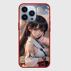 Чехол для iPhone 13 Pro Девушка самурай в саду сакуры, цвет: 3D-красный