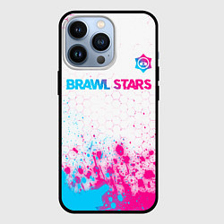 Чехол для iPhone 13 Pro Brawl Stars neon gradient style: символ сверху, цвет: 3D-черный