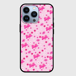 Чехол для iPhone 13 Pro Барби, сердечки и цветочки, цвет: 3D-черный
