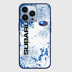 Чехол для iPhone 13 Pro Subaru blue logo, цвет: 3D-тёмно-синий