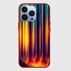 Чехол для iPhone 13 Pro Волшебный лес полосы, цвет: 3D-красный