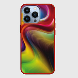 Чехол для iPhone 13 Pro Rainbow waves, цвет: 3D-красный