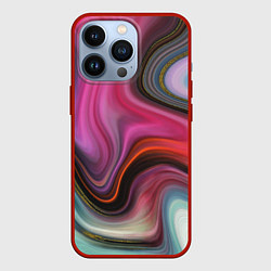 Чехол для iPhone 13 Pro Pink wave, цвет: 3D-красный