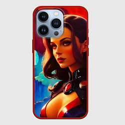Чехол для iPhone 13 Pro Девушка в каньоне на чужой планете, цвет: 3D-красный