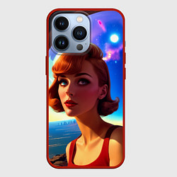 Чехол для iPhone 13 Pro Девушка в спиральном тоннеле, цвет: 3D-красный