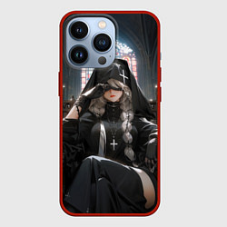 Чехол для iPhone 13 Pro Монашка 2b от нейросети, цвет: 3D-красный