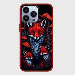 Чехол для iPhone 13 Pro Красный лис и грибы, цвет: 3D-красный
