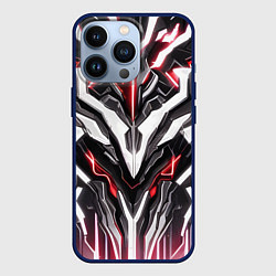 Чехол для iPhone 13 Pro Неоновая кибер броня красная, цвет: 3D-тёмно-синий