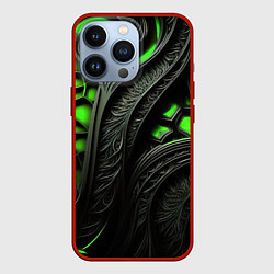 Чехол для iPhone 13 Pro Green black abstract, цвет: 3D-красный