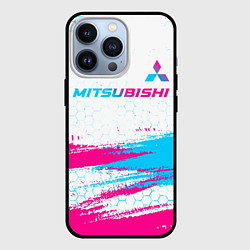 Чехол для iPhone 13 Pro Mitsubishi neon gradient style: символ сверху, цвет: 3D-черный