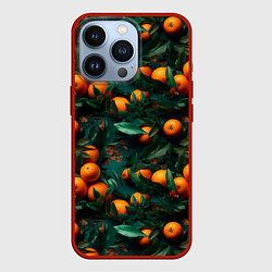 Чехол для iPhone 13 Pro Яркие апельсины, цвет: 3D-красный