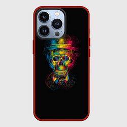 Чехол для iPhone 13 Pro Трехцветный череп, цвет: 3D-красный