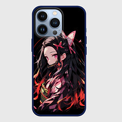 Чехол для iPhone 13 Pro Незуко комадо из клинка, цвет: 3D-тёмно-синий