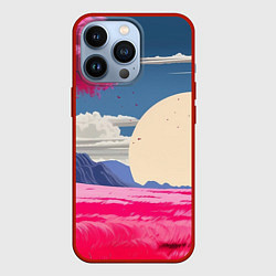 Чехол для iPhone 13 Pro Самурай в поле на закате, цвет: 3D-красный