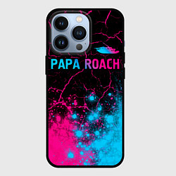 Чехол для iPhone 13 Pro Papa Roach - neon gradient: символ сверху, цвет: 3D-черный