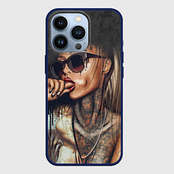 Чехол для iPhone 13 Pro Девушка с татуировками, цвет: 3D-тёмно-синий
