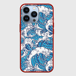 Чехол для iPhone 13 Pro Sea waves, цвет: 3D-красный