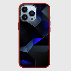 Чехол для iPhone 13 Pro Black blue abstract, цвет: 3D-красный