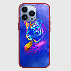 Чехол для iPhone 13 Pro Neon tiger - neural network, цвет: 3D-красный