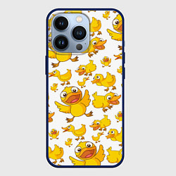Чехол для iPhone 13 Pro Yellow ducklings, цвет: 3D-тёмно-синий