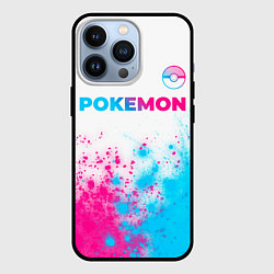 Чехол для iPhone 13 Pro Pokemon neon gradient style: символ сверху, цвет: 3D-черный