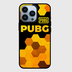 Чехол для iPhone 13 Pro PUBG - gold gradient: символ сверху, цвет: 3D-черный