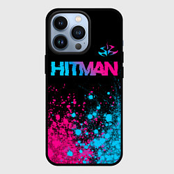 Чехол для iPhone 13 Pro Hitman - neon gradient: символ сверху, цвет: 3D-черный