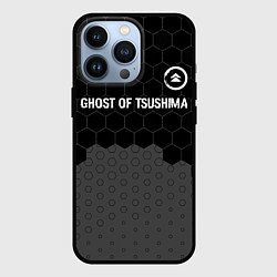 Чехол для iPhone 13 Pro Ghost of Tsushima glitch на темном фоне: символ св, цвет: 3D-черный