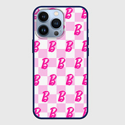 Чехол для iPhone 13 Pro Розовая шашка и Барби, цвет: 3D-тёмно-синий