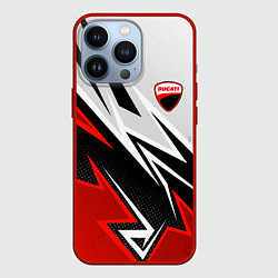 Чехол для iPhone 13 Pro Ducati - белый и красный, цвет: 3D-красный