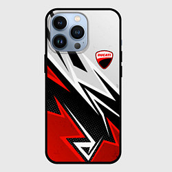 Чехол для iPhone 13 Pro Ducati - белый и красный, цвет: 3D-черный