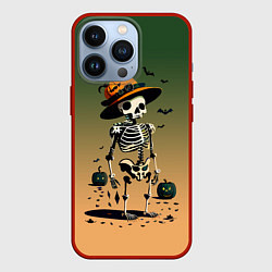 Чехол для iPhone 13 Pro Funny skeleton - halloween - neural network, цвет: 3D-красный