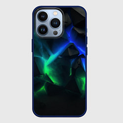 Чехол для iPhone 13 Pro Разлом синих и зеленых плит, цвет: 3D-тёмно-синий
