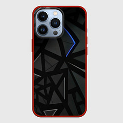 Чехол для iPhone 13 Pro Черные объемные плиты, цвет: 3D-красный